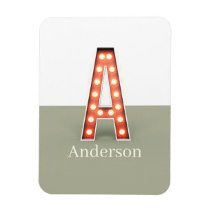 Retro Marquee Letter A Personalized Magnet
