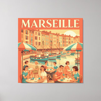 Retro Marseille : 1950s French Riviera Canvas Print
