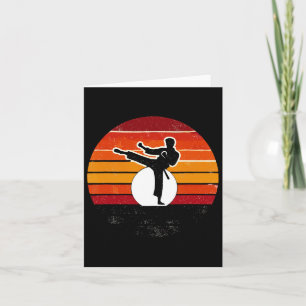 Retro Martial Arts Sunset Silhouette Kick - Karate Card