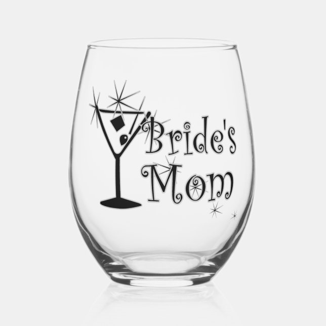 Retro Martini - Bride’s Mom Stemless Wine Glass (Front)