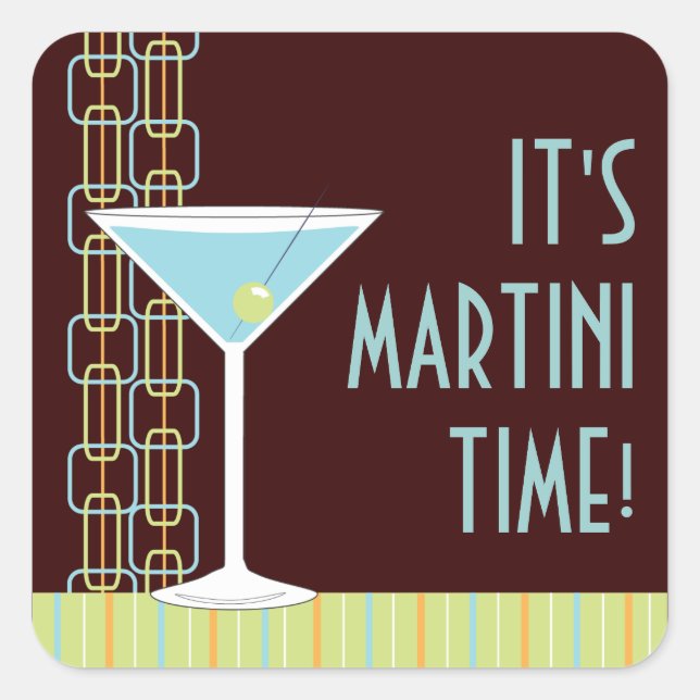 Retro Martini Cocktail Sticker (Front)