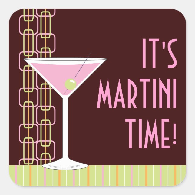 Retro Martini Cocktail Sticker (Front)