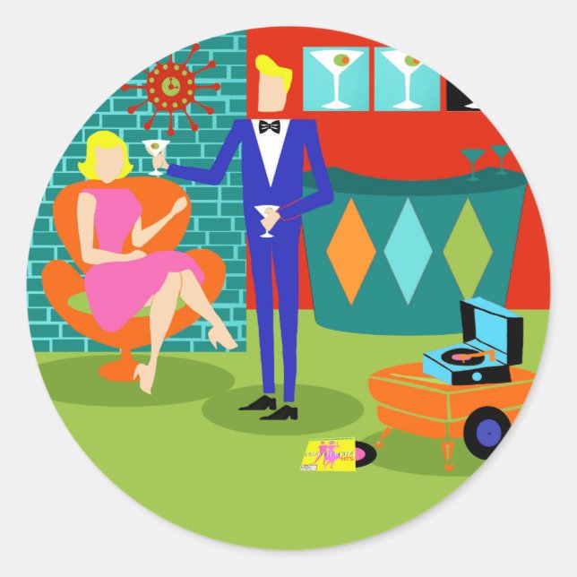 Retro Martini Couple Stickers (Front)