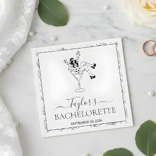 Retro Martini Girl Bachelorette Party Custom Napkin