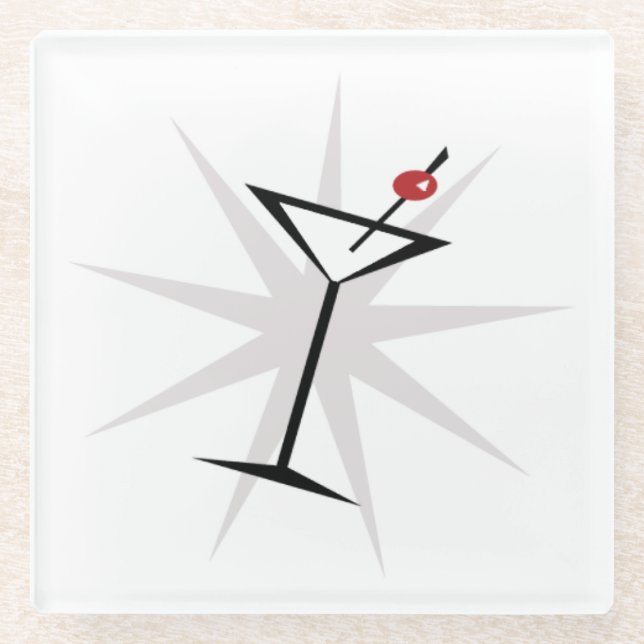 Retro Martini Glass Coaster (Front)