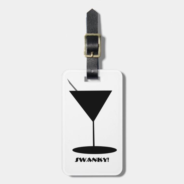 Retro Martini Glass Luggage Tag (Front Vertical)