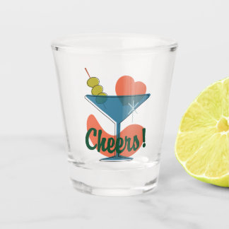 Retro Martini Madness Cheers Shot Glass