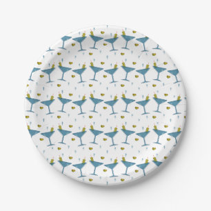 Retro Martini Madness Striped Paper Plate
