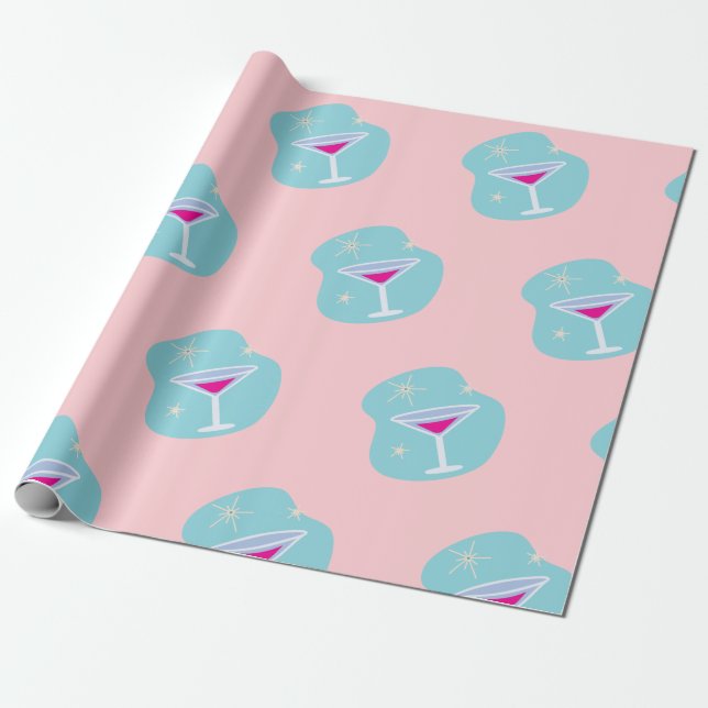 Retro Martini Wrapping Paper (Unrolled)