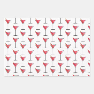 Retro Martinis 3 ways Wrapping Pape Sheet Set of 3