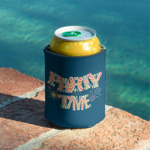 Retro Mask Letters Party Time Fireworks Can Cooler