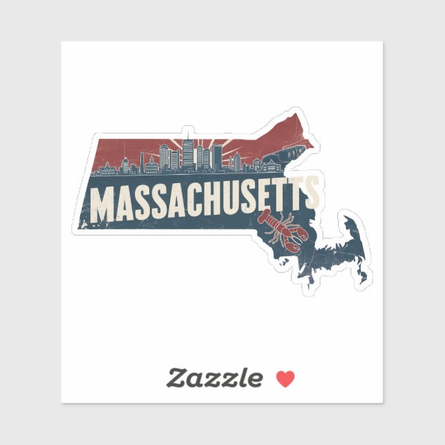 Retro Massachusetts Sticker (Sheet)