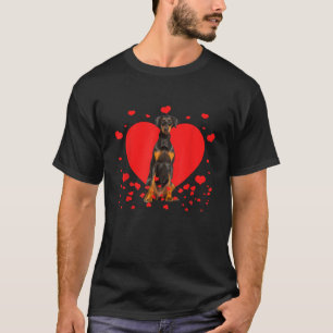 Retro Matching Valentine Day Heart Doberman Dog Lo T-Shirt