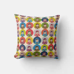 retro matryoshka throw pillow