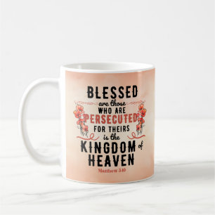 Retro Matthew 5:10 Poppies Watercolor Coffee Mug