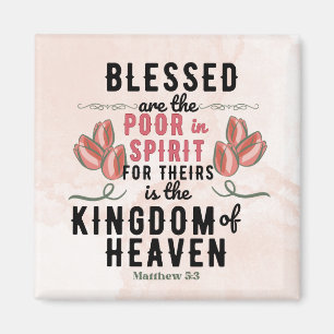 Retro Matthew 5:3 Tulips Watercolor Magnet
