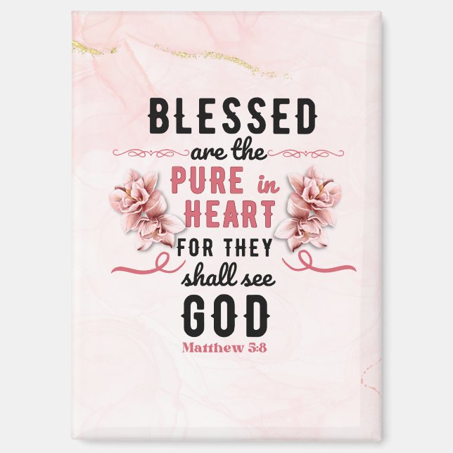 Retro Matthew 5:8 Calla Lillies Watercolor Magnet (Front)