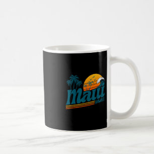 Retro Maui Hawaii Hawaiian Island Palm Tree Beach  Coffee Mug