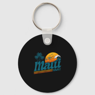 Retro Maui Hawaii Hawaiian Island Palm Tree Beach Keychain