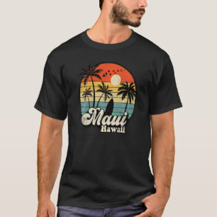 Retro Maui Hawaii Hawaiian Vacation Beach Surfing T-Shirt