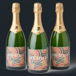 Retro Maximalist Geometric Gold Christmas Sparkling Wine Label<br><div class="desc">This retro,  maximalist,  kitsch,  and modern "Merry Christmas" holiday bottle label features a faux/fake gold background with geometric patterns. Personalize it for your needs. You can find matching products at my store.</div>