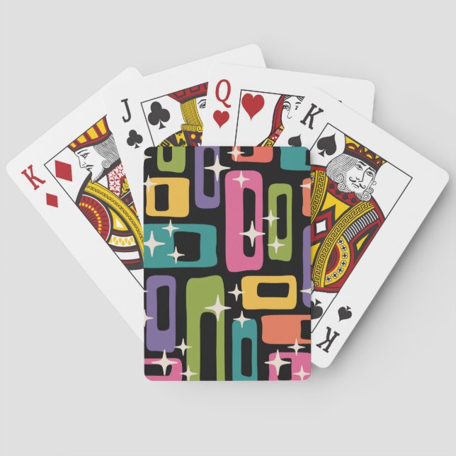 Retro MCM Abstract Atomic Age Pattern Playing Cards (Back)
