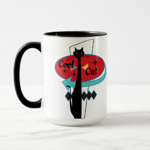 Retro MCM Atomic Era Cool Cat Sign Mug
