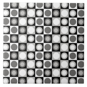 Retro MCM Geometric Pattern Black White Tile