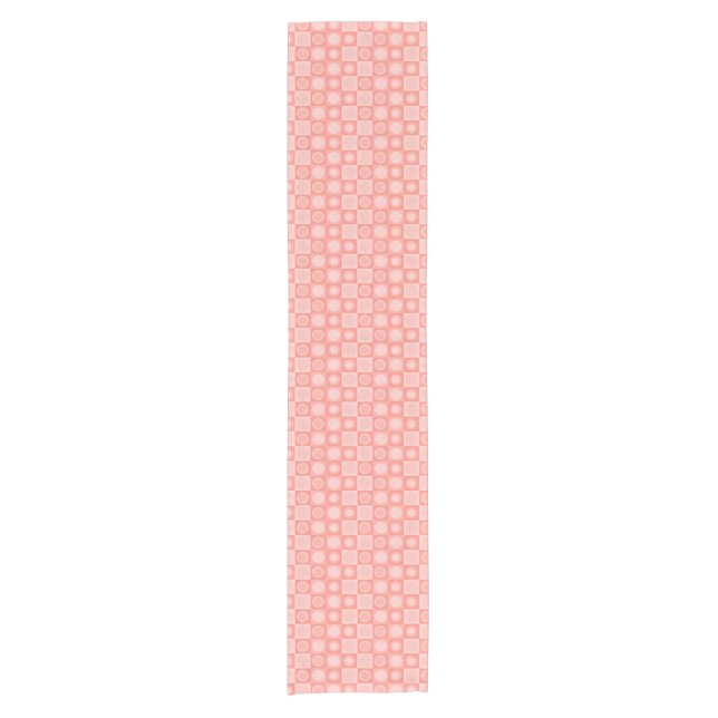 Retro MCM Geometric Pattern Salmon Pink Short Table Runner (Front)