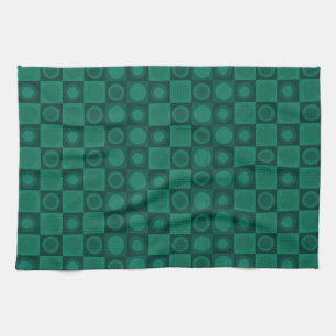 Retro MCM Geometric Pattern Teal Kitchen Towel