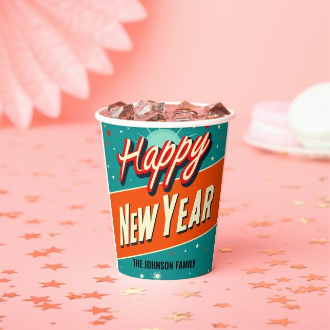Retro MCM Happy New Year  Paper Cups (Insitu)
