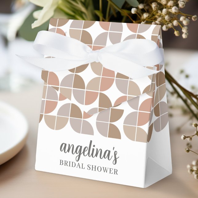 Retro MCM Pattern - neutral colours - Bridal Showe Favor Box (Personalized gift box for bridal shower party favors)