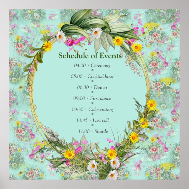 Retro Meadow Classic Flowers Poster (Front)