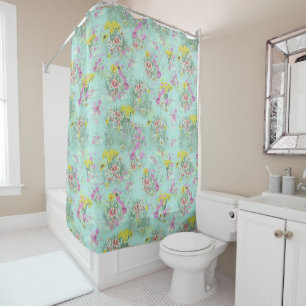 Retro Meadow Classic Flowers Shower Curtain