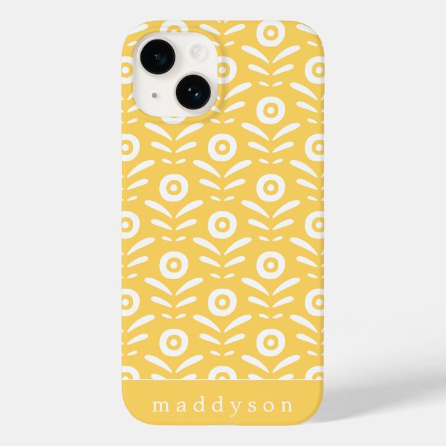 Retro Meadow Yellow Floral Pattern Personalized Case-Mate iPhone Case (Back)