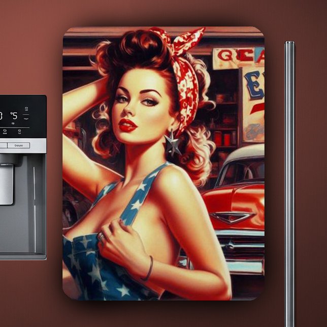 Retro Mechanic Girl Magnet (Creator Uploaded)