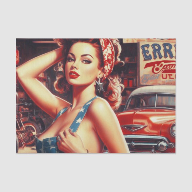 Retro Mechanic Girl Tissue Paper (Front)