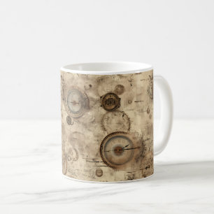 Retro Mechanical Blueprint Sepia Brown Coffee Mug