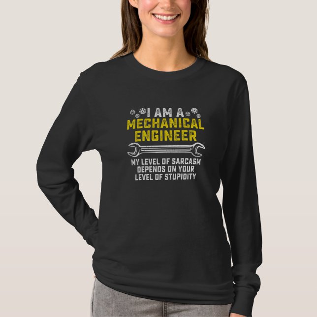 Retro Mechanical Engineer Level Of Sarcasm Enginee T-Shirt (Front)