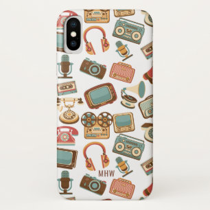 Retro Media Pattern custom monogram phone cases