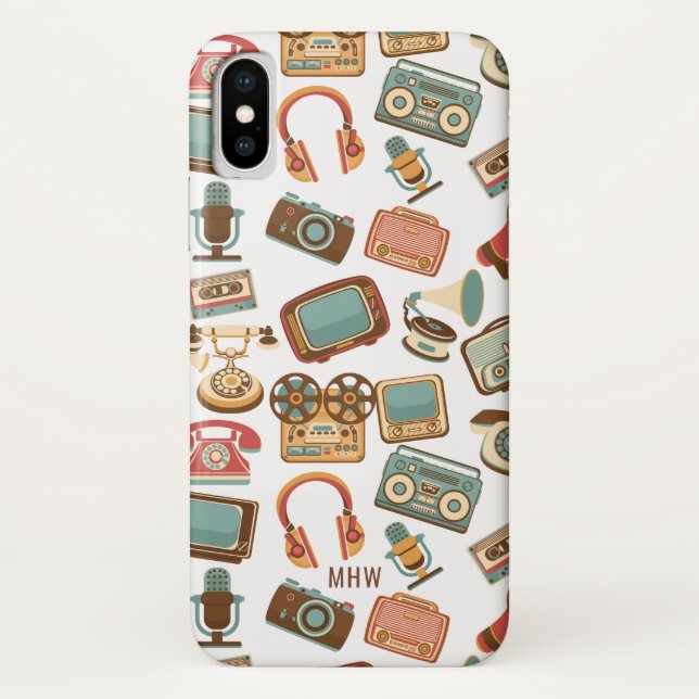 Retro Media Pattern custom monogram phone cases (Back)