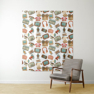 Retro Media Pattern tapestries