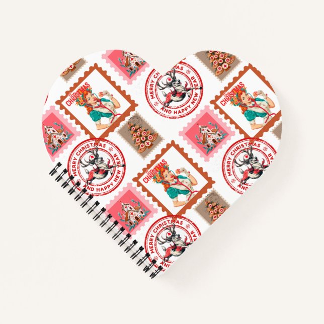 Retro Medical Christmas Stamp Set Art Notebook (Front)