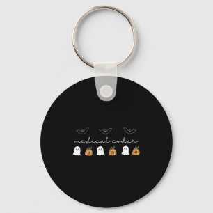 Retro Medical Coder Pumpkin Ghost Worker Halloween Keychain