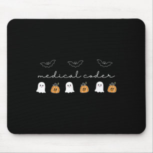 Retro Medical Coder Pumpkin Ghost Worker Halloween Mouse Pad