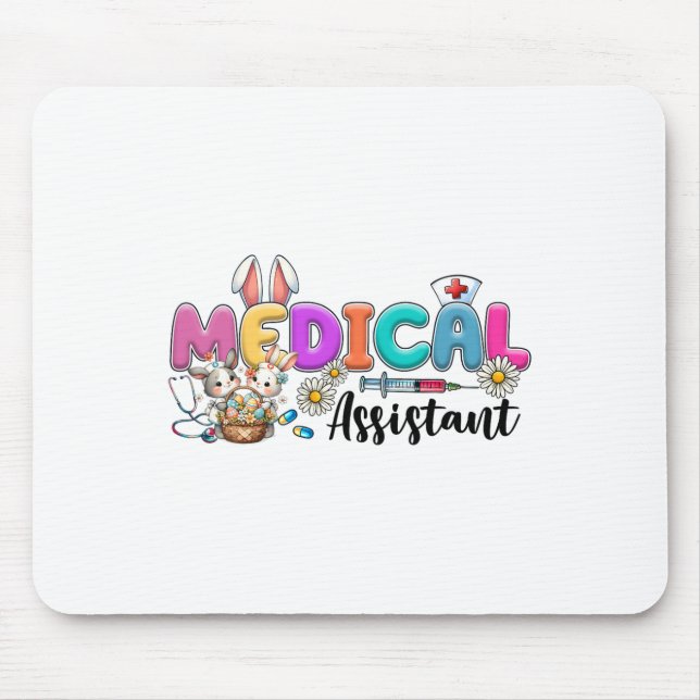 Retro Medical Istant Squad Bunny Nurses Easter Cut Mouse Pad (Front)