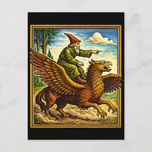 Retro Medieval Snail Rider Fantasy Tee Postcard