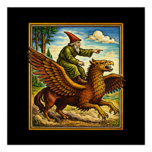 Retro Medieval Snail Rider Fantasy Tee Postcard Poster