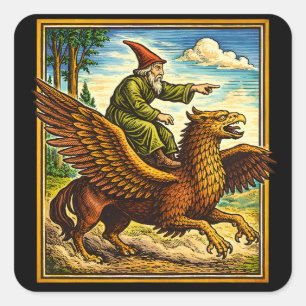 Retro Medieval Snail Rider Fantasy Tee Postcard Square Sticker