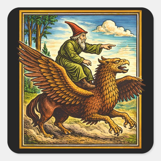 Retro Medieval Snail Rider Fantasy Tee Postcard Square Sticker (Front)